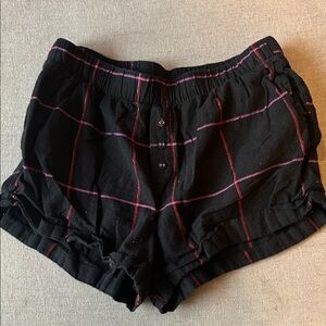 Stars Above - Black, Pink and Red Plaid Women's Boxer Shorts - size small